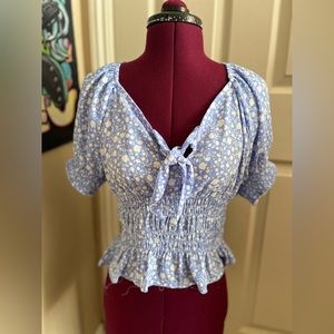 Sienna Sky Women’s Blue Print Blouse Top Brand New